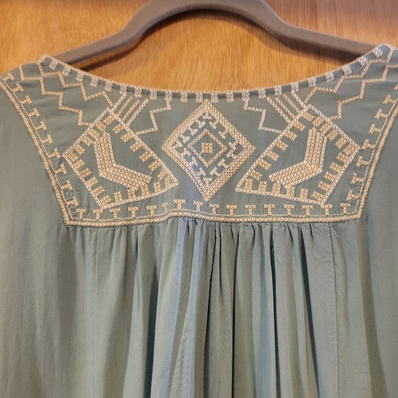 Embroidered Top Light Blue L Artsy Retro 70s Style Boho Festival Cottagecore - Picture 4 of 7